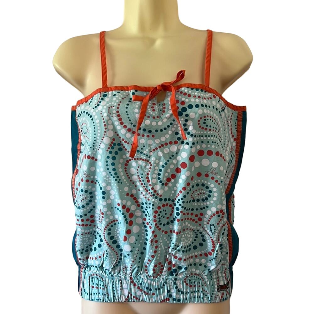 Lost Multicolor Print Cotton Top Woman Size Medium Fun Print Retro Y2K